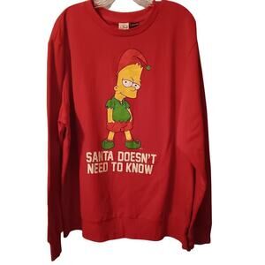 EUC The Simpsons Christmas Red Sweatshirt with Bart Simpson XXL